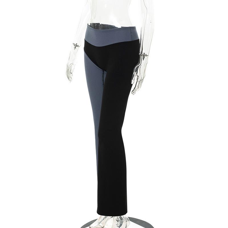 acelimosf™-Contrast irregular patchwork flared pant y2k 90s Revival Techno Fashion