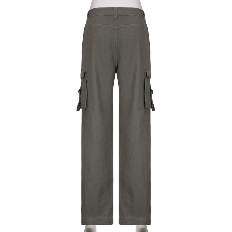acelimosf™-Solid cargo pocket medium rise zip-up jeans
