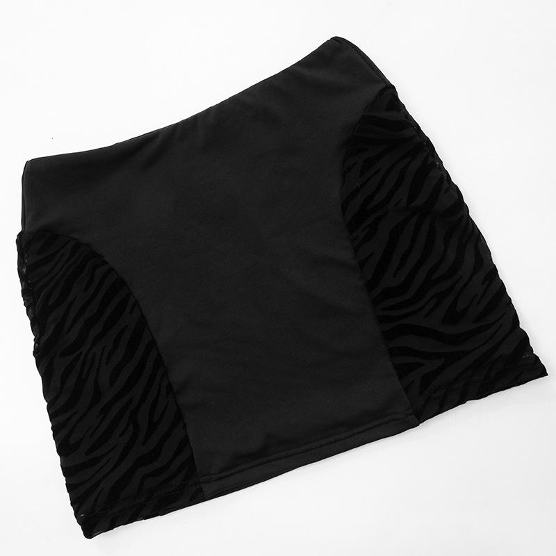 acelimosf™-Long sleeve hollow out zebra print see through mini skirt set