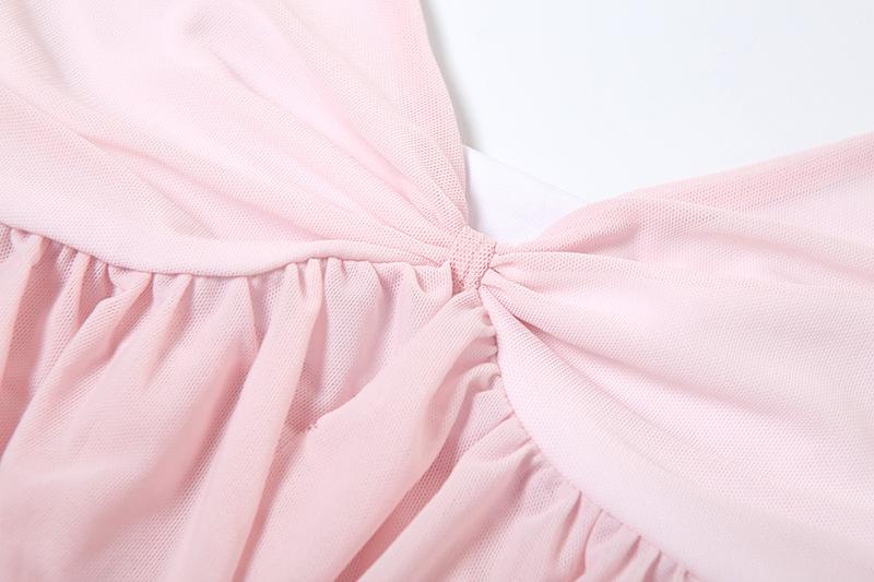 acelimosf™-Halter ruffle mesh v neck ruched mini skirt set