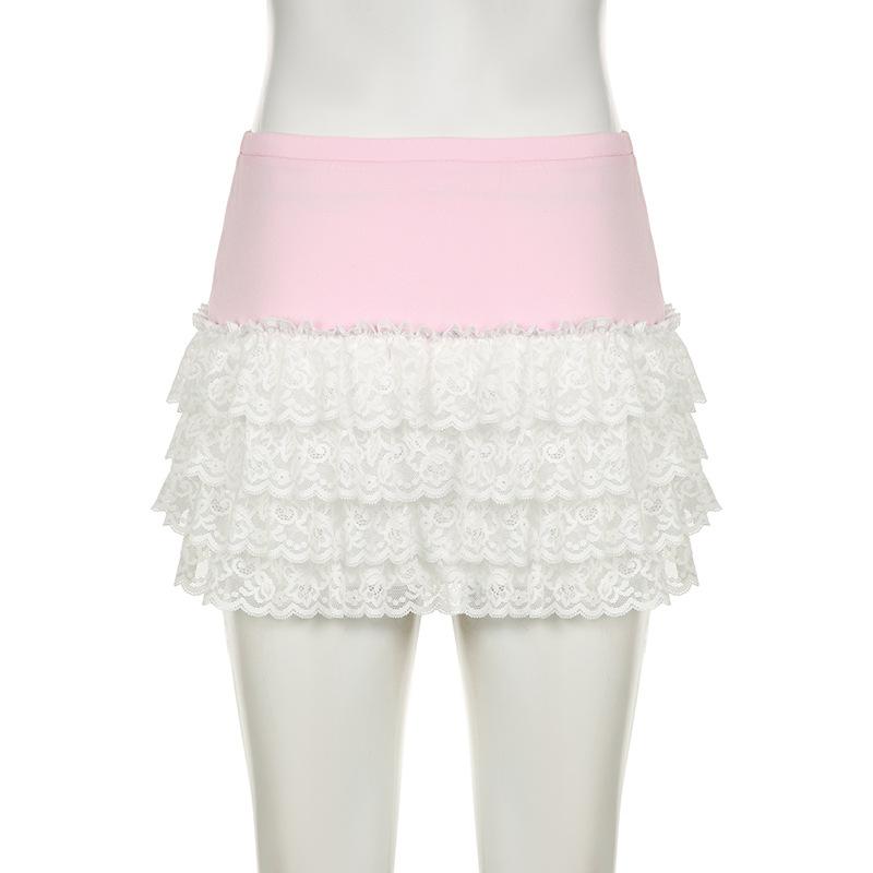 acelimosf™-Lace bowknot patchwork A line ruched mini dress