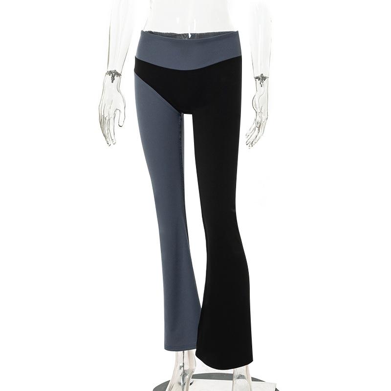 acelimosf™-Contrast irregular patchwork flared pant y2k 90s Revival Techno Fashion