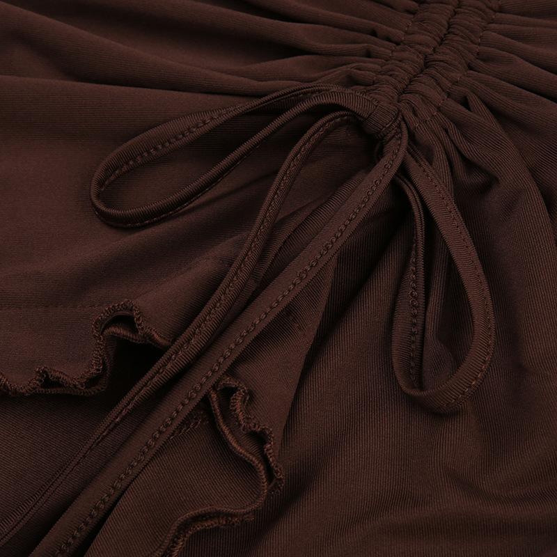 acelimosf™-Drawstring ruffle irregular self tie solid mini skirt grunge 90s Streetwear Disheveled Chic Fashion grunge 90s Streetwear Distressed Fashion