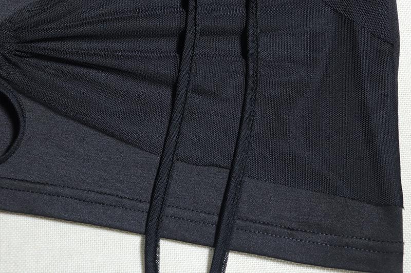 acelimosf™-Long sleeve mesh see through knotted mini skirt set