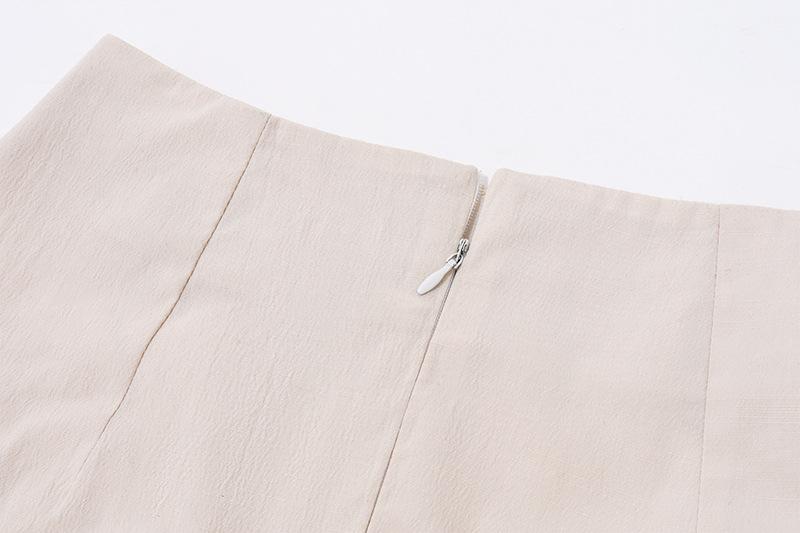 acelimosf™-Bowknot ruched zip-up slit irregular contrast midi skirt