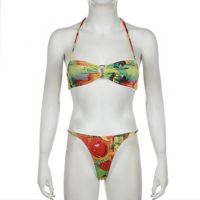 acelimosf™-Halter fruit print o ring pant set