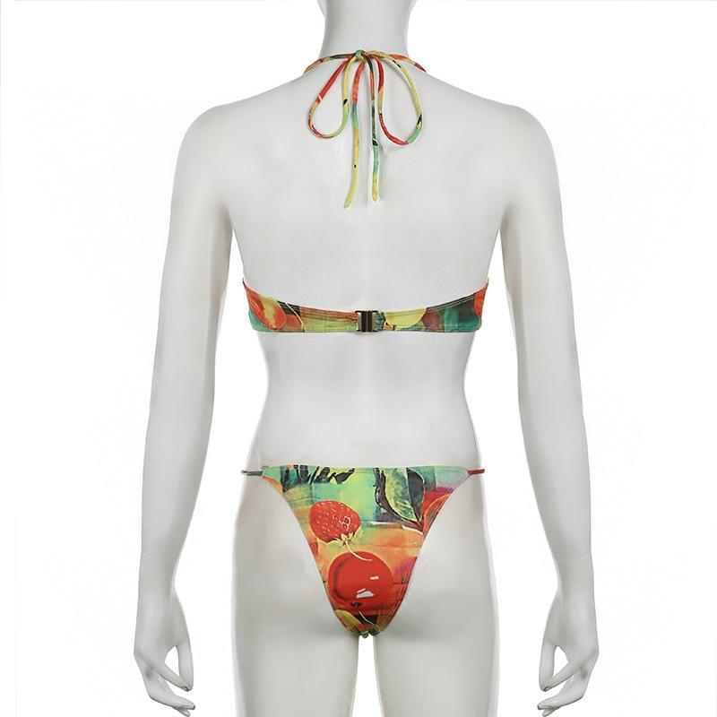 acelimosf™-Halter fruit print o ring pant set