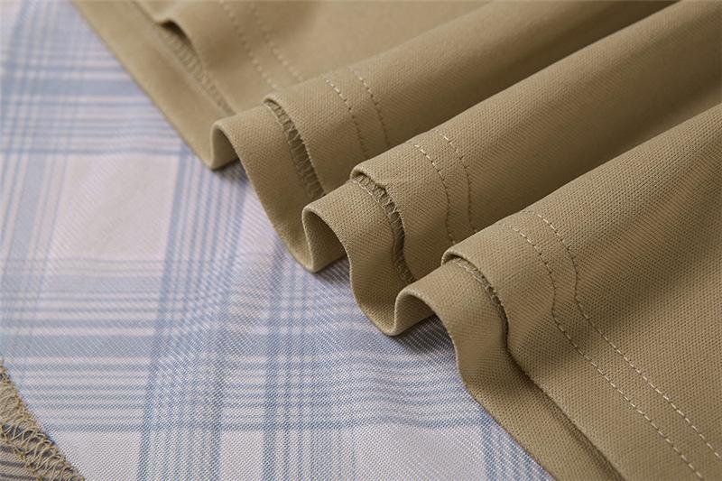 acelimosf™-Plaid contrast chiffon low rise maxi skirt