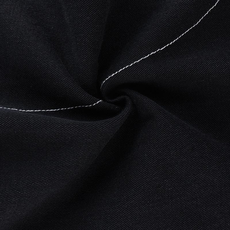 acelimosf™-Stitch belt irregular contrast low rise wide leg jeans y2k 90s Revival Techno Fashion