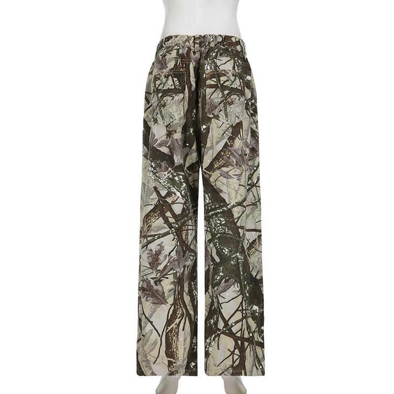 acelimosf™-Button pocket zip-up camouflage ruched pant