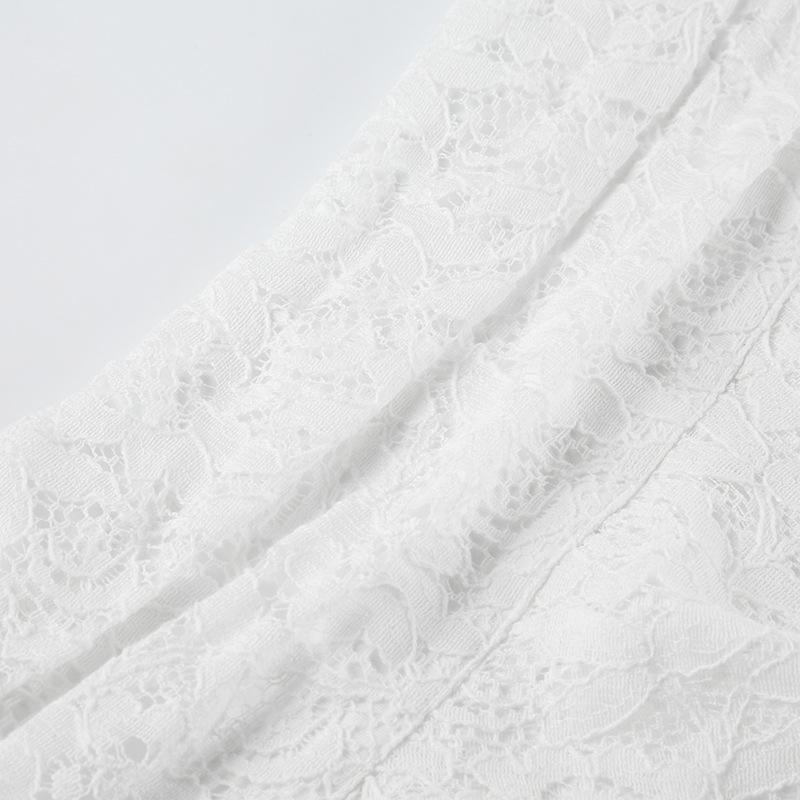 acelimosf™-Irregular lace solid mini skirt