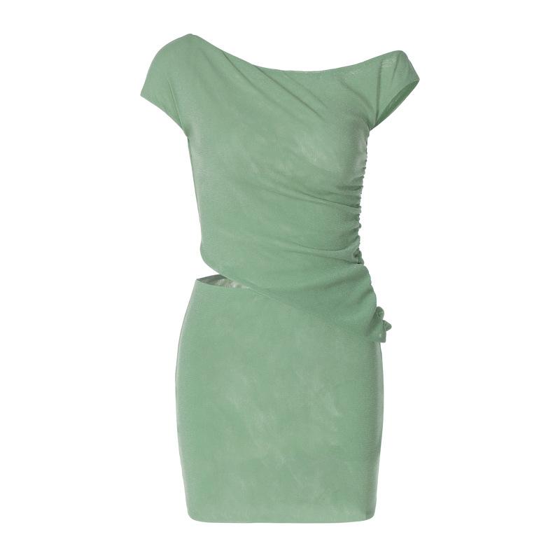 acelimosf™-Off shoulder ruched mini skirt set
