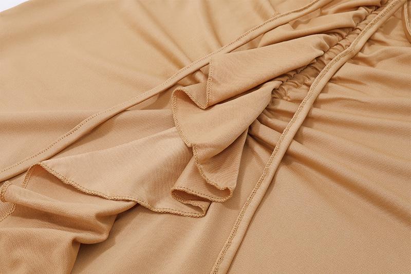acelimosf™-Ruffle solid ruched self tie low rise midi skirt y2k 90s Revival Techno Fashion
