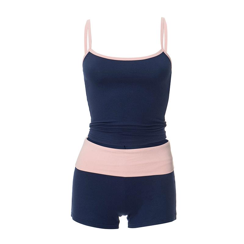 acelimosf™-U neck contrast backless cami pant set