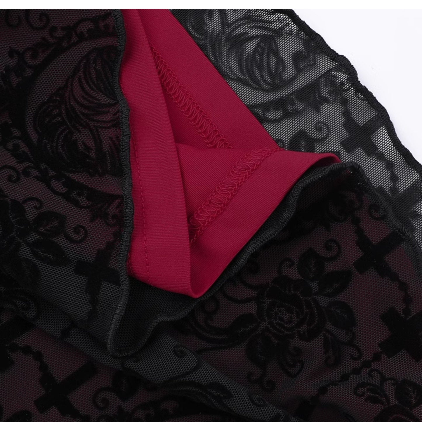 acelimosf™-Print mesh bowknot ruffle mini skirt