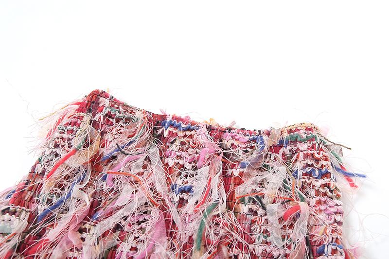 acelimosf™-Tassels hollow out see through contrast mini skirt