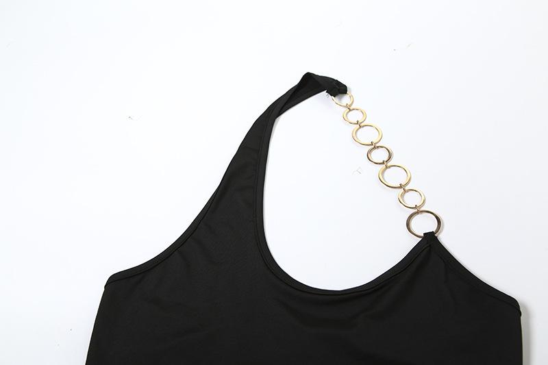 acelimosf™-Halter o ring backless irregular u neck mini skirt set