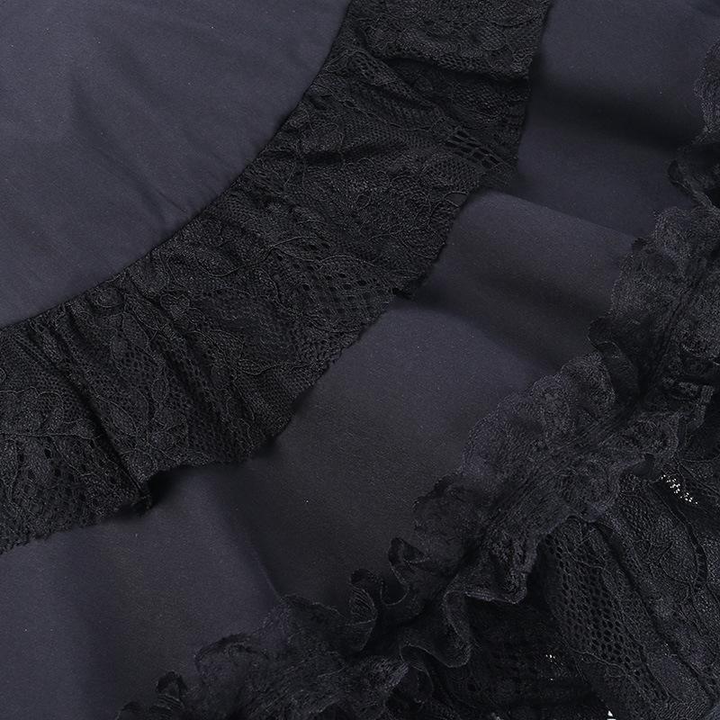 acelimosf™-Zip-up lace up patchwork lace ruffle mini skirt goth Alternative Darkwave Fashion goth Emo Darkwave Fashion