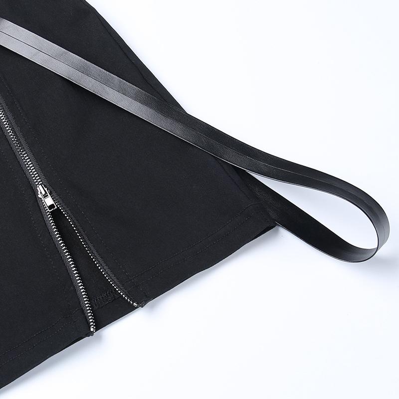 acelimosf™-Solid zip-up ribbon medium rise mini skirt y2k 90s Revival Techno Fashion