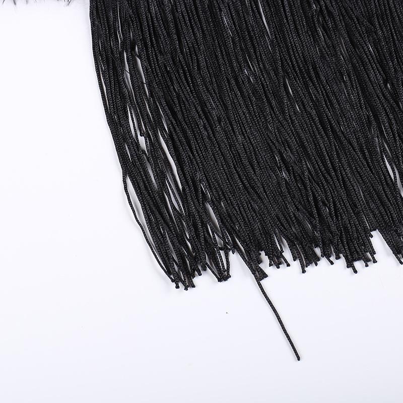 acelimosf™-Tassels cross applique fluffy mini skirt goth Emo Darkwave Fashion