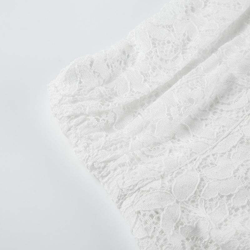 acelimosf™-Irregular lace solid mini skirt