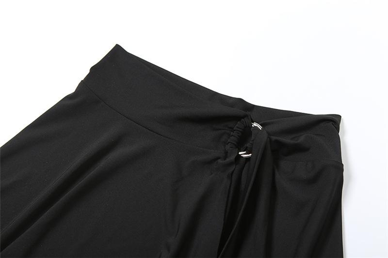 acelimosf™-U neck backless o ring solid mini skirt set