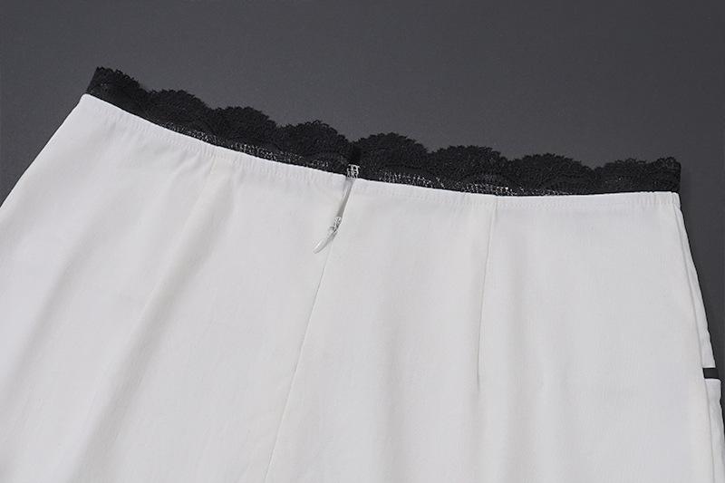 acelimosf™-Square neck lace patchwork zip-up backless contrast mini skirt set