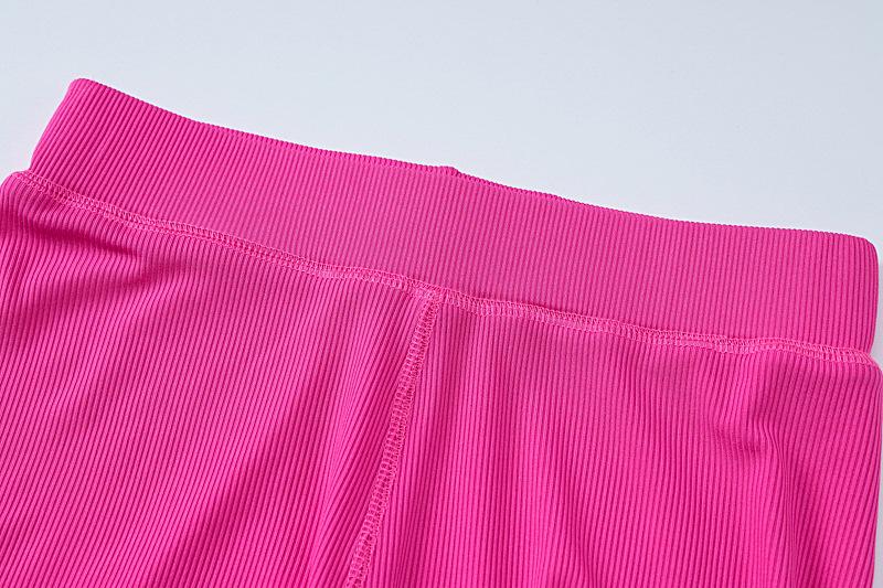 acelimosf™-Ribbed solid long sleeve stitch crewneck pant set
