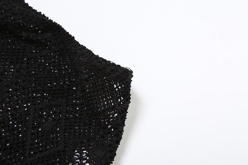 acelimosf™-See through hollow out slit long sleeve mini skirt set