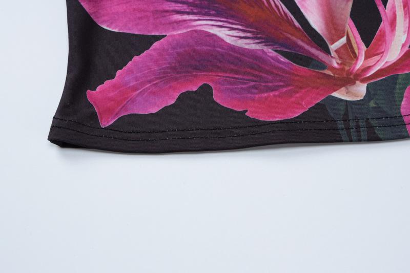 acelimosf™-Flower print v neck contrast cami maxi skirt set