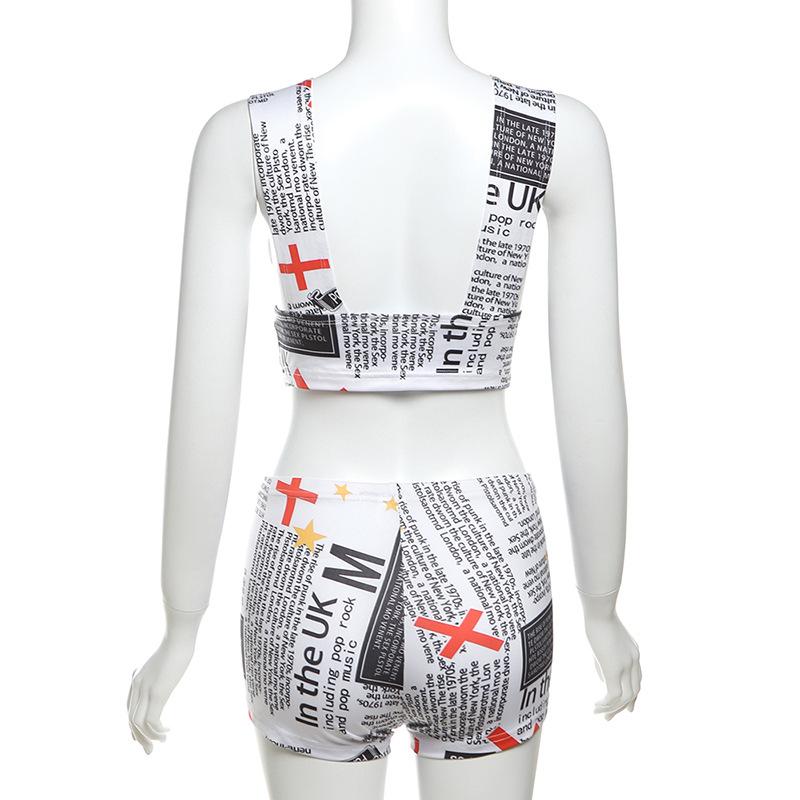 acelimosf™-Letter print low cut backless pant set