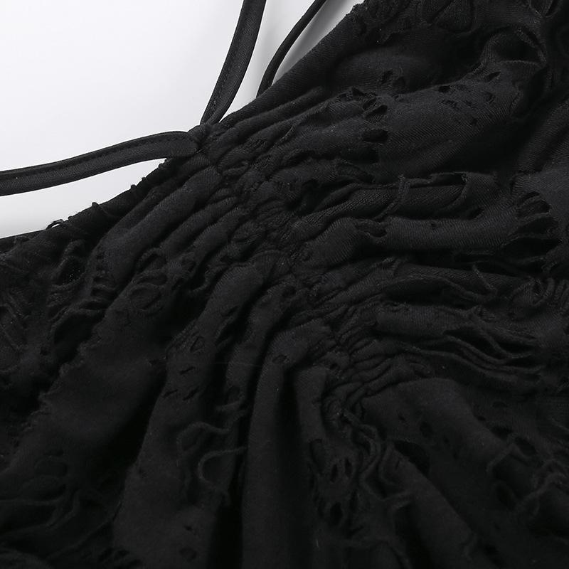 acelimosf™-Ruched ripped knotted textured mini skirt