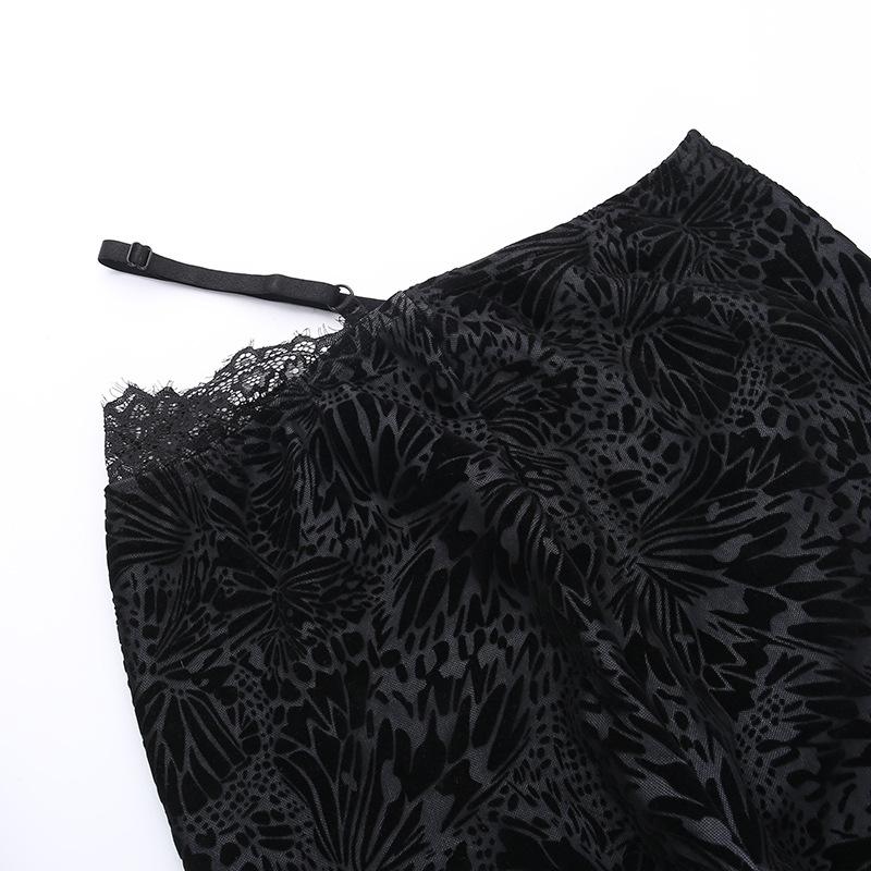acelimosf™-Leopard print lace hem low rise pant