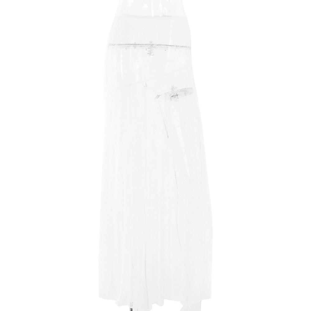 acelimosf™-Lace see through solid stitch maxi skirt