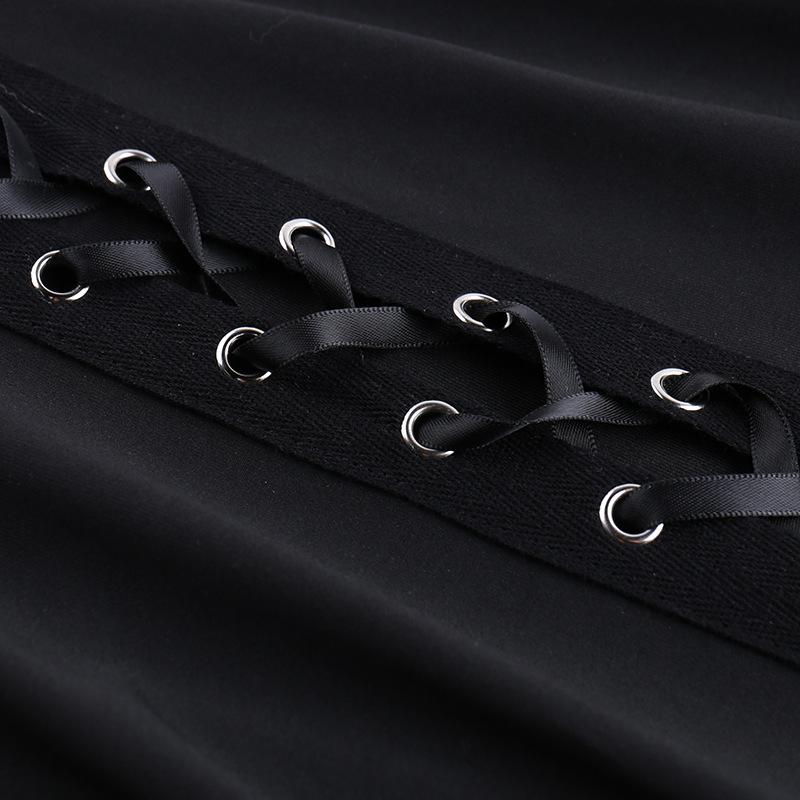 acelimosf™-Lace up hollow out ribbon high rise pant