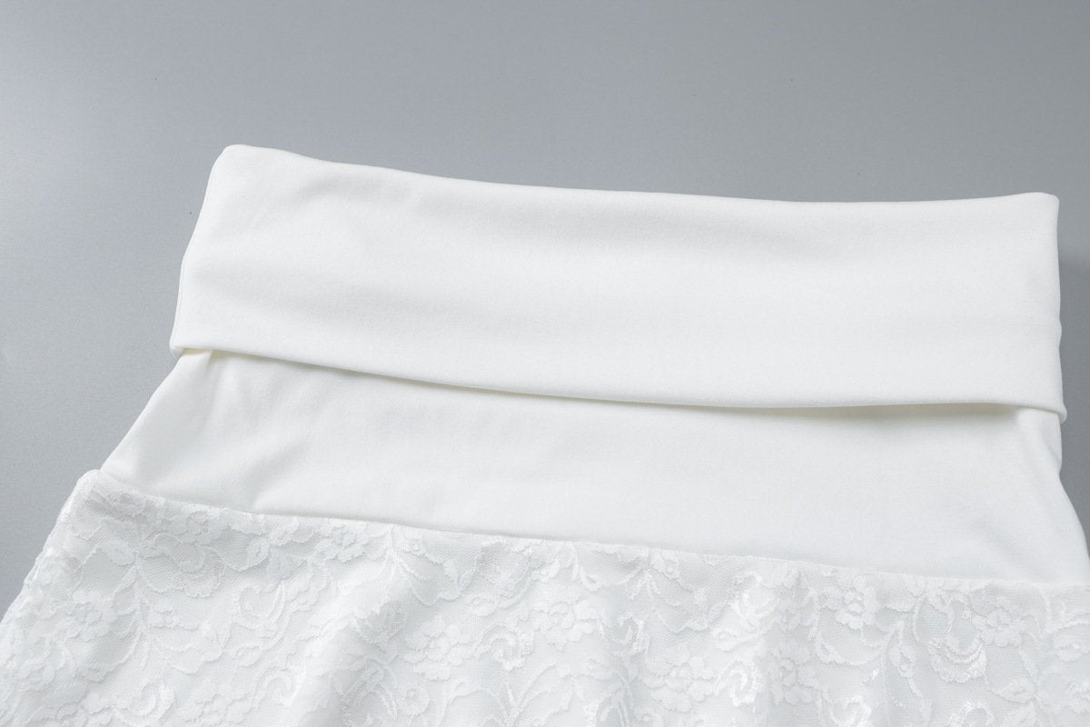 acelimosf™-Halter lace hem bowknot mini skirt set