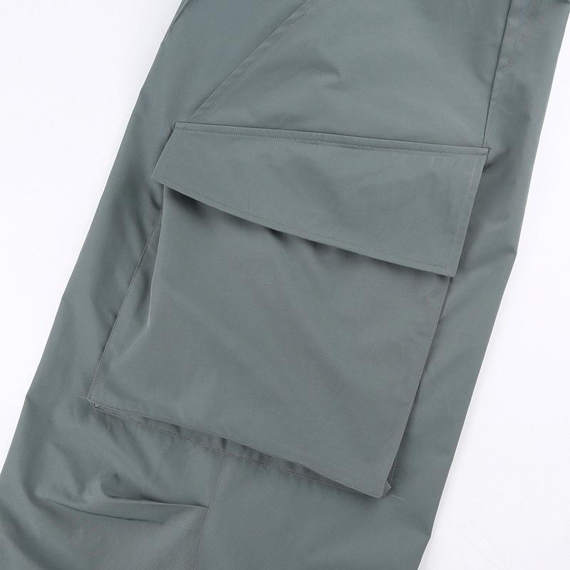 acelimosf™-Solid zip-up low rise cargo pocket wide leg pant