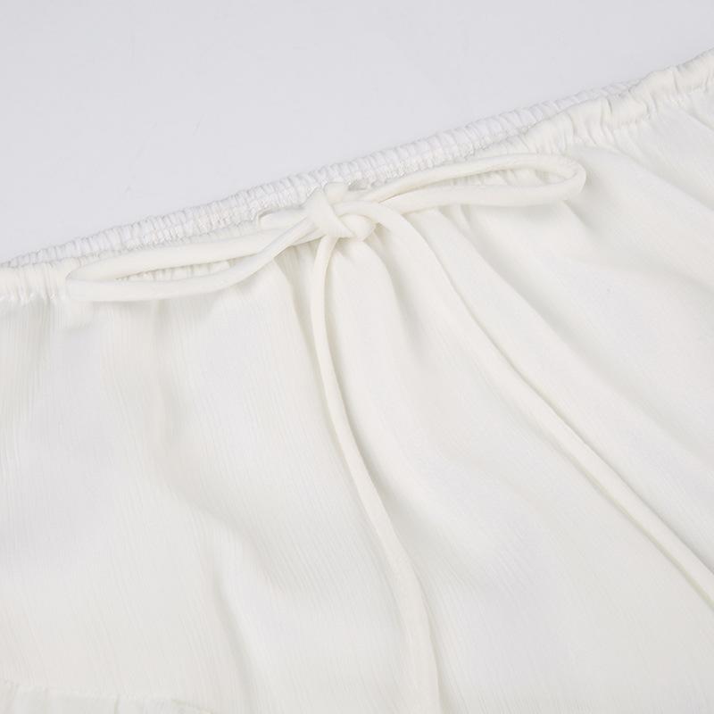 acelimosf™-Drawstring ruffle slit irregular solid maxi skirt y2k 90s Revival Techno Fashion