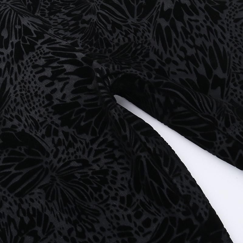 acelimosf™-Leopard print lace hem low rise pant