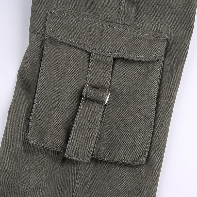 acelimosf™-Solid cargo pocket medium rise zip-up jeans