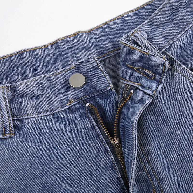 acelimosf™-Cargo pocket button high rise straight leg jeans grunge 90s Streetwear Disheveled Chic Fashion grunge 90s Streetwear Distressed Fashion