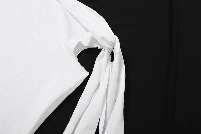 acelimosf™-One shoulder self tie irregular solid high rise pant set