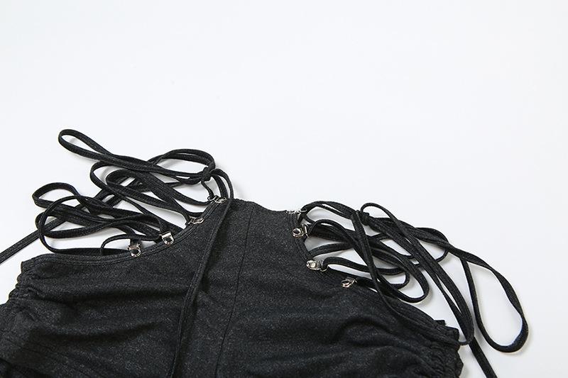 acelimosf™-Lace up hollow out self tie drawstring high rise pant set cyberpunk Sci-Fi punk Fashion cyberpunk Sci-Fi Fashion y2k 90s Revival Techno Fashion