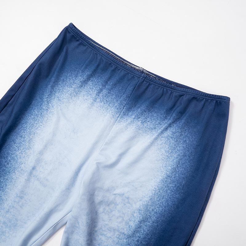 acelimosf™-Long sleeve gradient crewneck ruffle pant set