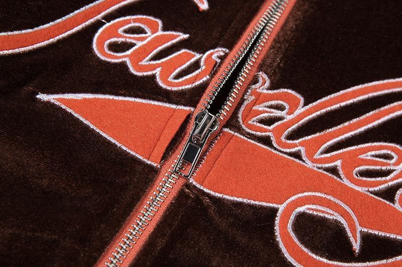acelimosf™-Zip-up letter embroidered high neck pant set y2k 90s Revival Techno Fashion