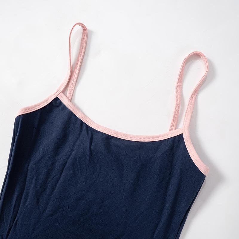 acelimosf™-U neck contrast backless cami pant set