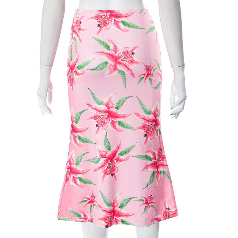 acelimosf™-Flower print contrast high rise midi skirt y2k 90s Revival Techno Fashion