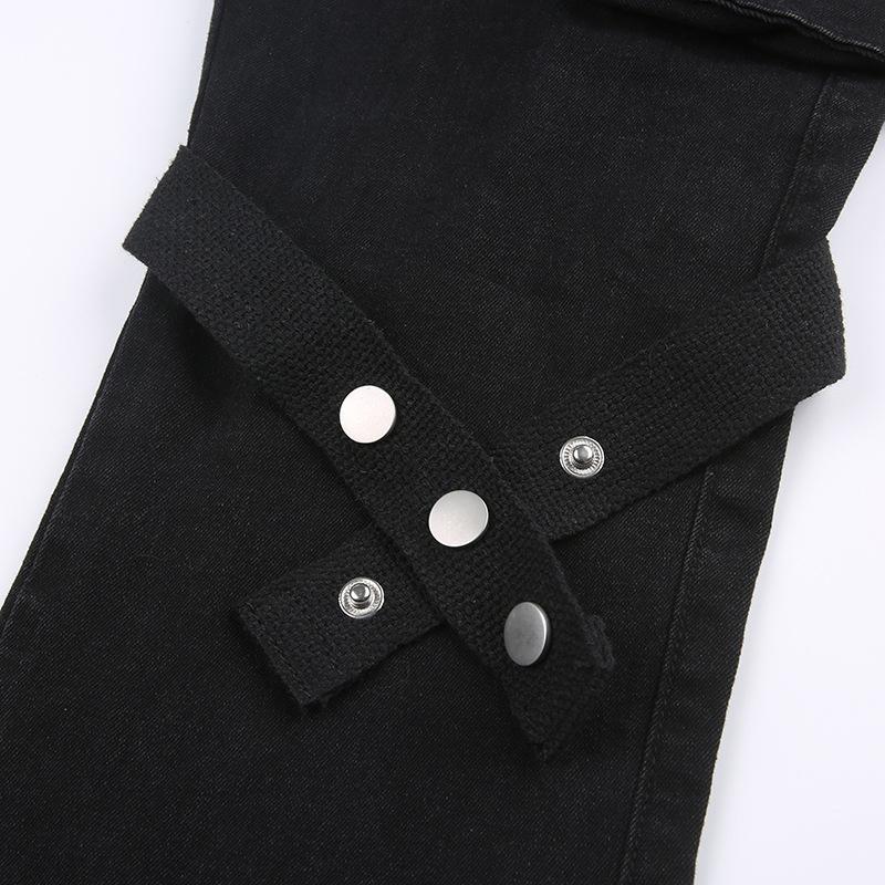 acelimosf™-Button cargo pocket ribbon low rise solid jeans y2k 90s Revival Techno Fashion