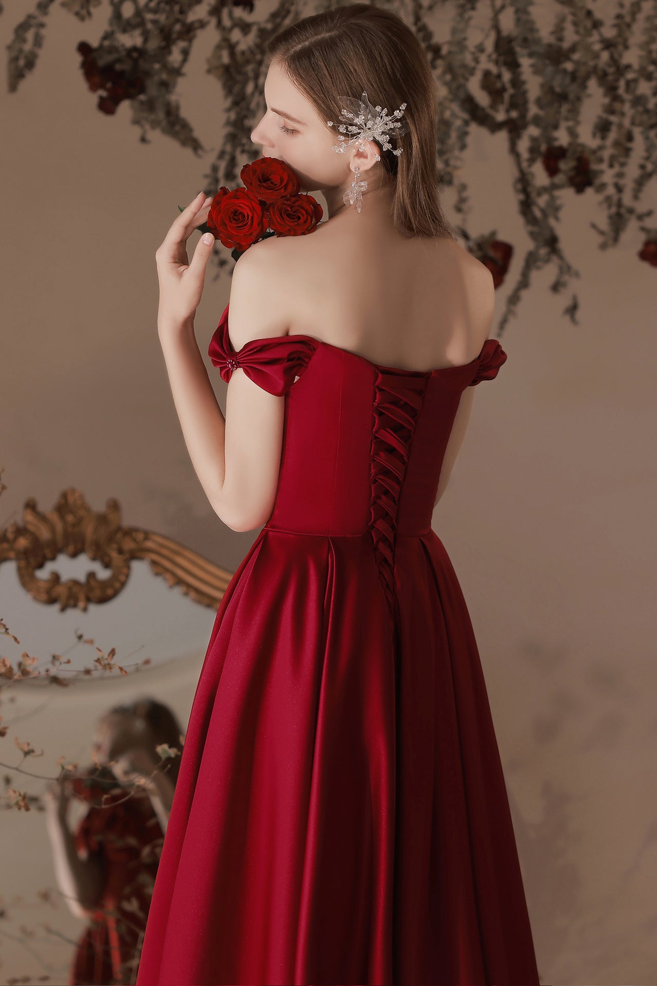 acelimosf™-Wine red evening dress