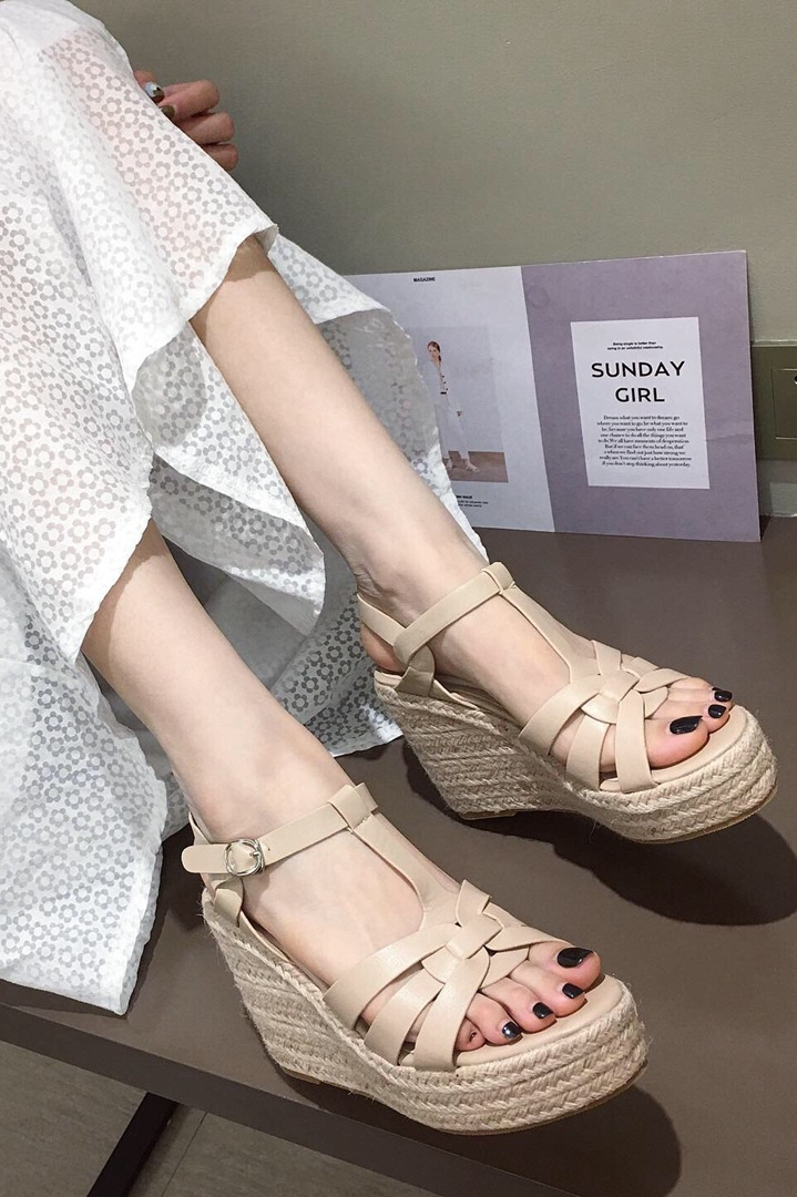 acelimosf™-Platform thick-soled straw high-heeled sandals